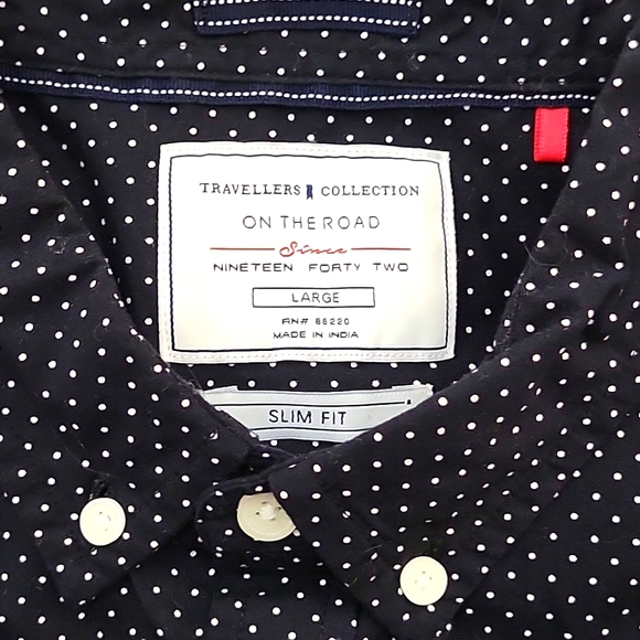On the road micro dot L/S dress shirt, size L, dark navy - Picture 2 of 6